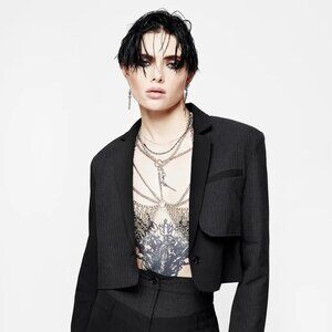 Disturbia Memoriam Spliced Pinstripe Crop Blazer US 14 / UK 18